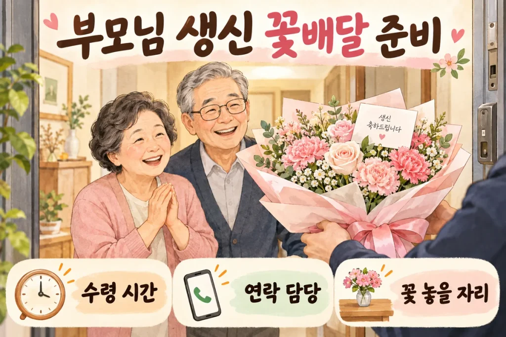 용인 부모님 생신 꽃배달, 자택 수령·가족 연락·꽃 놓을 자리 준비