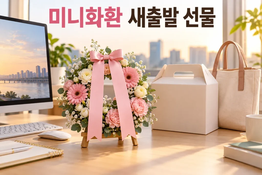 미니화환 새출발 선물, 퇴사·이직 문구와 책상 크기·귀가 준비